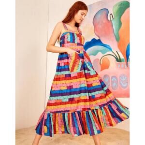 NEW Farm Rio Soleil Embroidered Maxi Dress